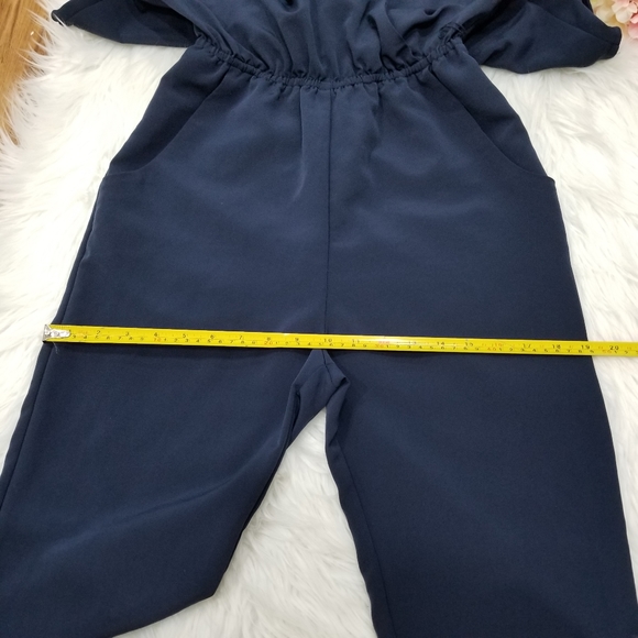 H&M Navy Blue Short Sleeves V Neck Jumpsuit SIZE 2. - Picture 15 of 16